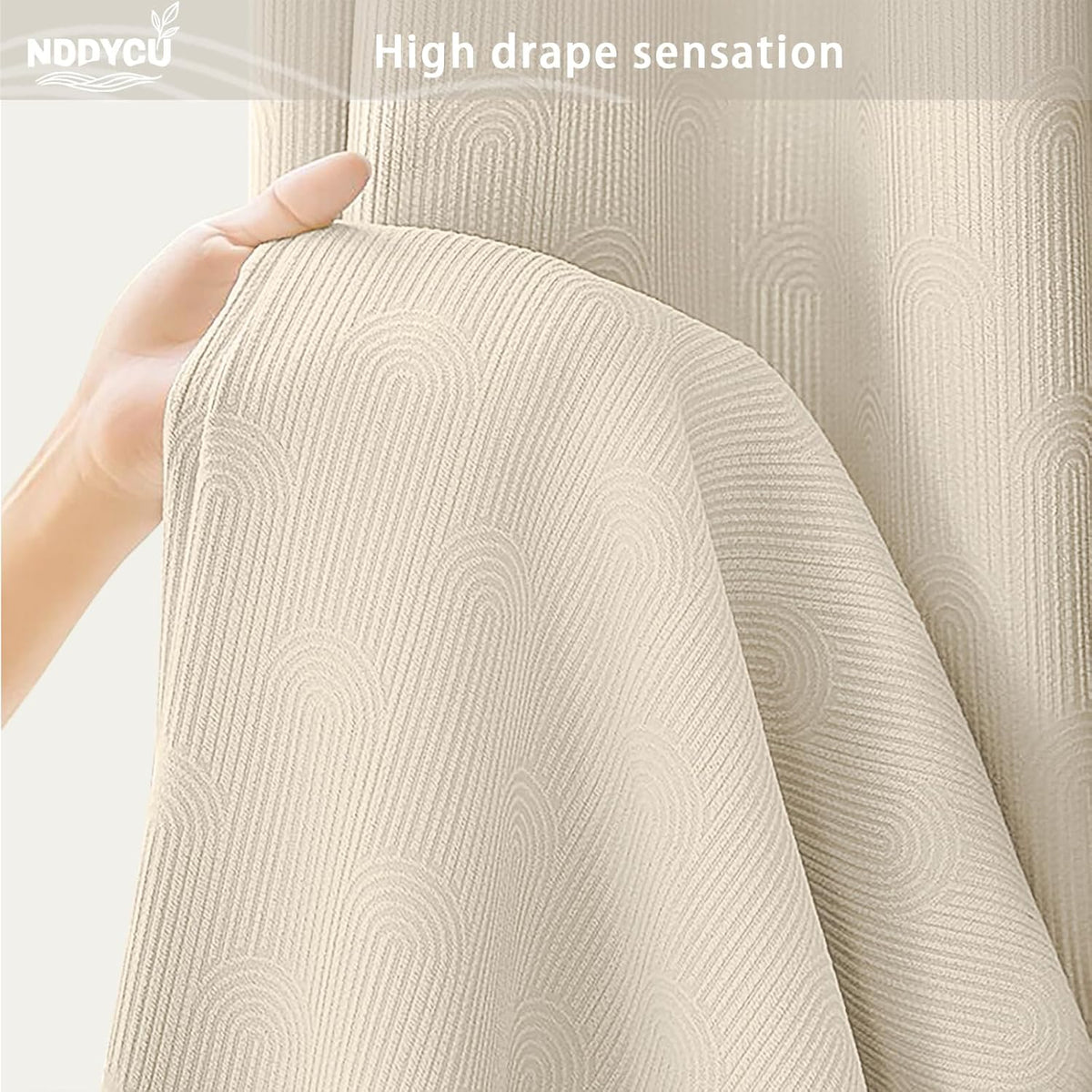 Beige Boho Cotton Shower Curtain Arch,72" W x 72" L
