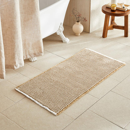 TYUU Waffle Bath Mat, Boho Bathroom Rugs Non Slip Washable, 30x20 Khaki