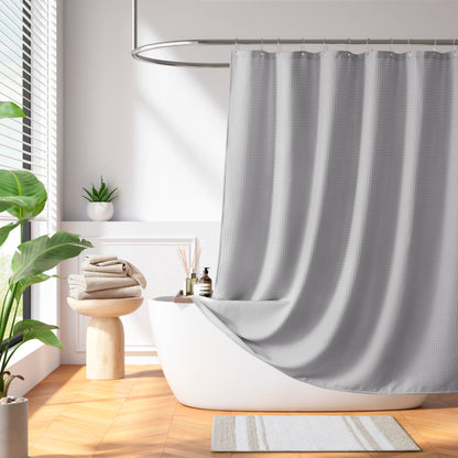 Madison Park Spa Waffle Shower Curtain for Bathroom, 72 x 72, Grey