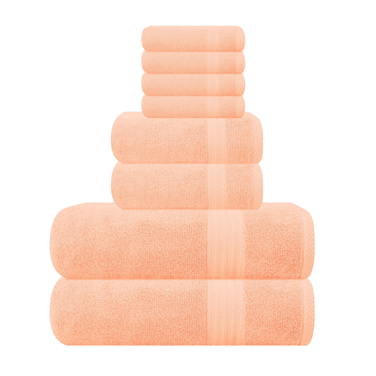 GLAMBURG Ultra Soft 8-Piece Towel Set - 100% Pure Ringspun Cotton, Contains 2 Oversized Bath Towels 27x54, 2 Hand Towels 16x28, 4 Wash Cloths 13x13 - Ideal for Everyday use, Hotel & Spa - Pink