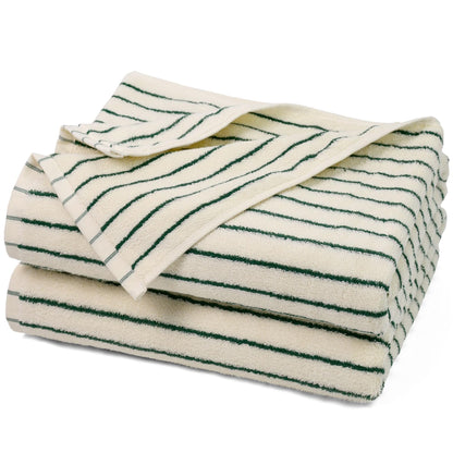 Black and Ivory Striped Bath Towels Set of 2, Lighter & Quick Dry Towels