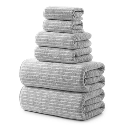 REDKISS 6-Piece Microfiber Bath Towel Set, Ultra Soft, Highly Absorbent & Quick Dry, 35x70 Inch Oversized, Light Gray Towels for Bathroom, Spa, Gym, 2 Bath 2 Hand 2 Washcloths