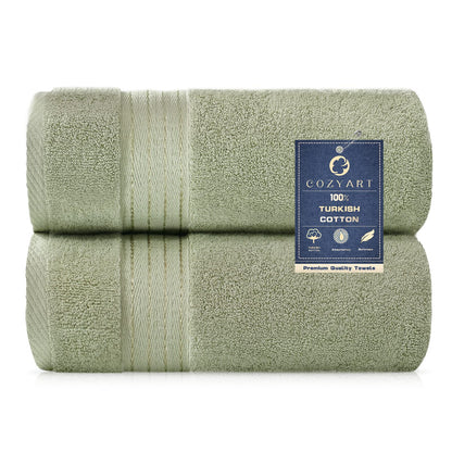 COZYART Luxury Bath Towel Set 6 Pcs, Dark Green 100% Turkish Cotton 650 GSM
