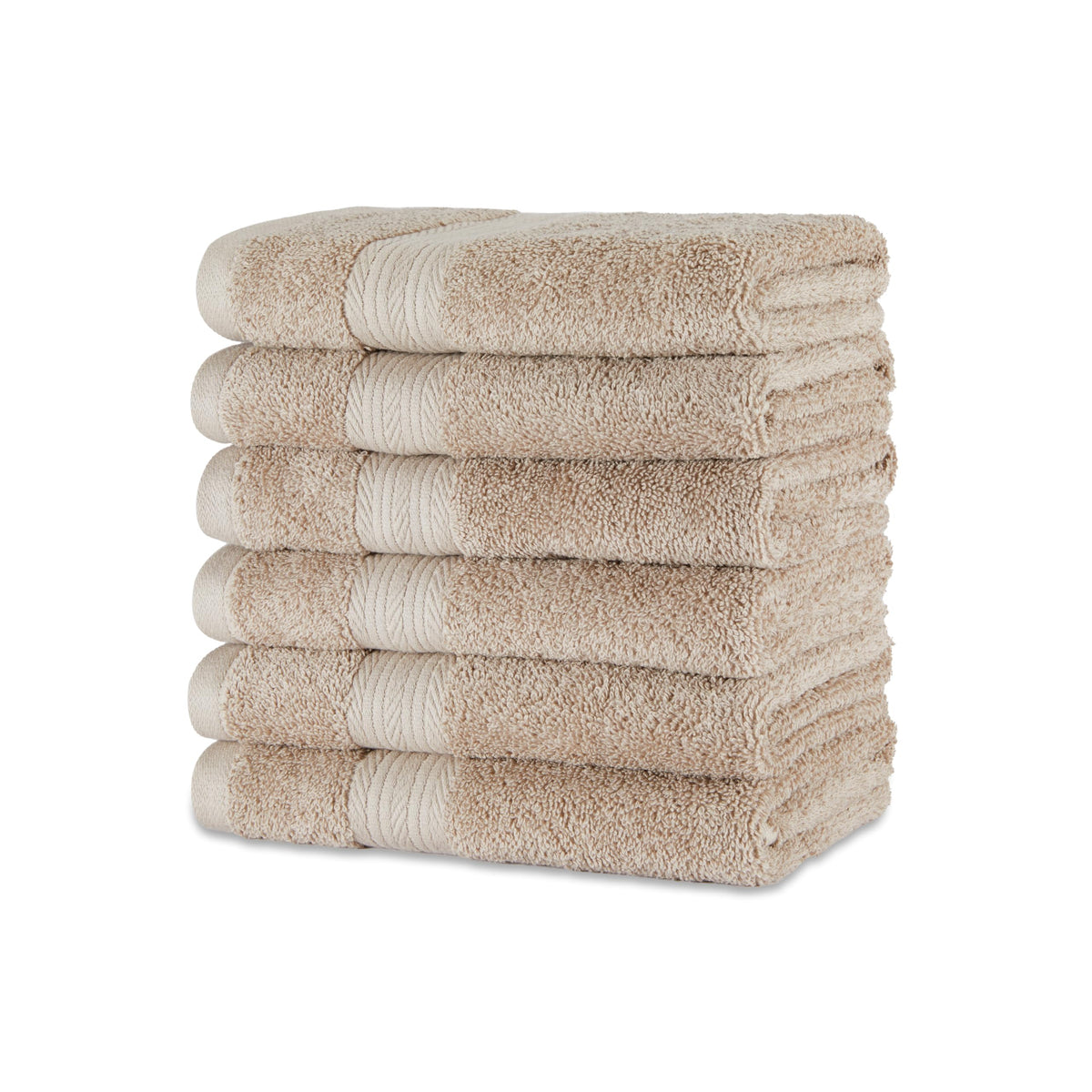 Amazon Basics 6-Piece Oversized Highly Absorbent Fade-Resistant Towel Set, 100% Cotton Towels for Bathroom, Soft, 2 Bath Towels, 2 Hand Towels, 2 Washcloths, White