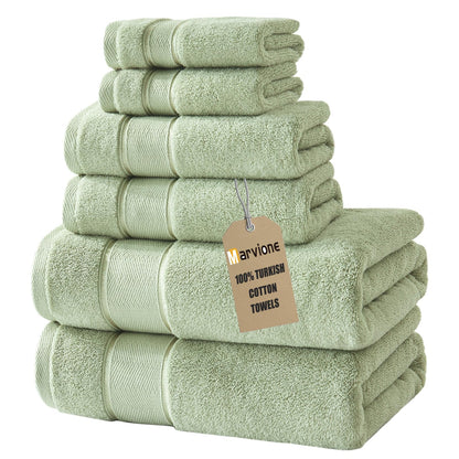 Marvione Bath Towels Set 6 Piece, 100% Turkish Cotton Luxury Towels