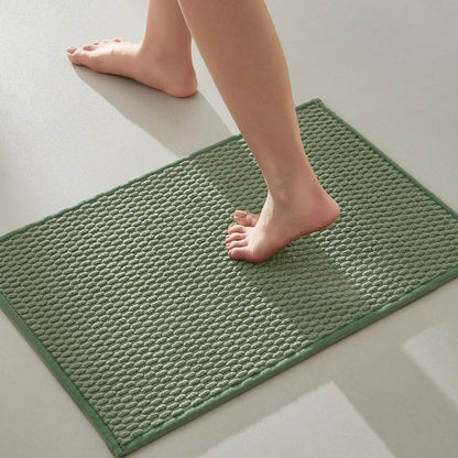 TYUU Bathroom Rugs Non Slip Washable, Super Absorbent Thin Bath Mat Small Quick Dry Low Pile Bathroom Rug, White 16"x24" / 1'4" x 2'