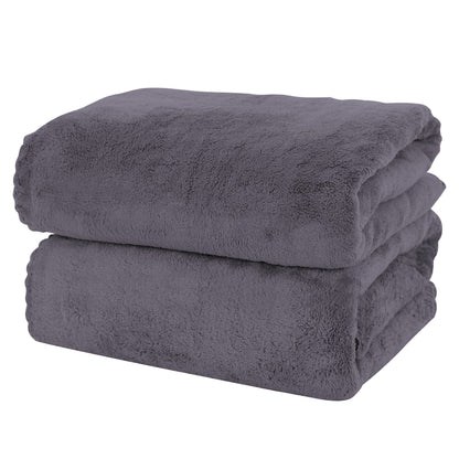 MOONQUEEN 2 Pack Premium Bath Towel Set - Quick Drying - Microfiber Coral Velvet Highly Absorbent Towels - Multipurpose Use as Bath Fitness, Bathroom, Shower, Sports, Yoga Towel (Grey)
