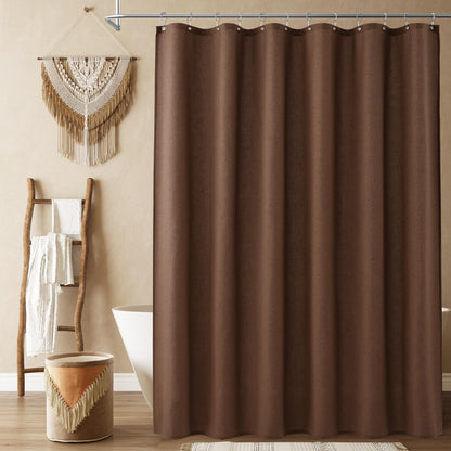 Naturoom Linen Shower Curtain 72 Inch Long for Bathroom Beige 1 Panel