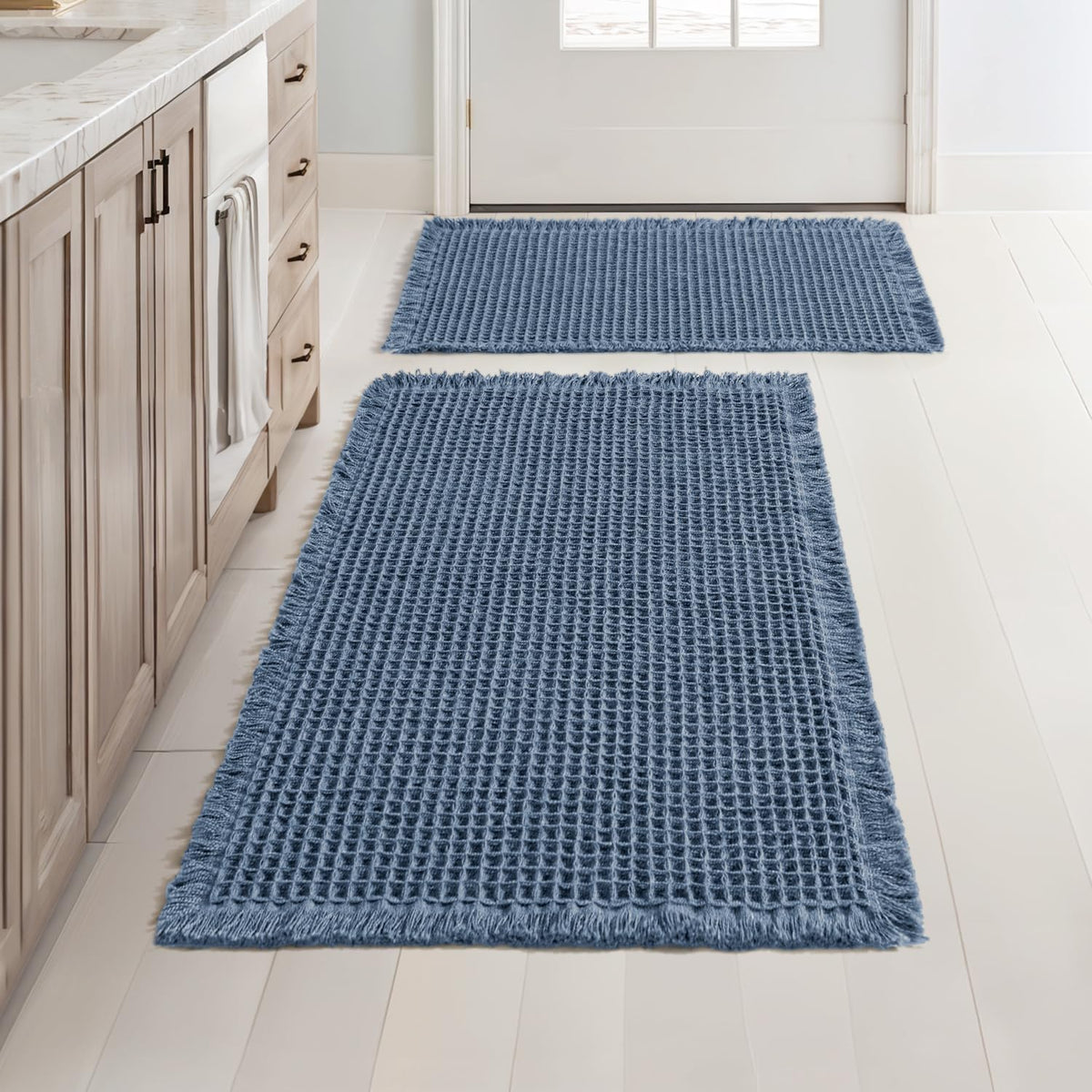 MIULEE Set of 2 Waffle Bathroom Rugs Boho Bath Mat Brown 18x30 Inch