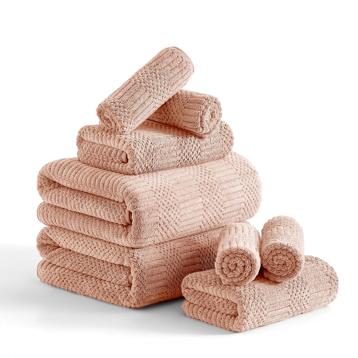 Ycosy 8-Piece Bath Towels Set,2 Oversized Bath Sheet,2 Hand Towels and 4 Washcloths - 600 GSM Soft Microfiber Highly Absorbent Quick Dry Shower Towel Collection for Bathroom Hotel and Spa,Mint Green