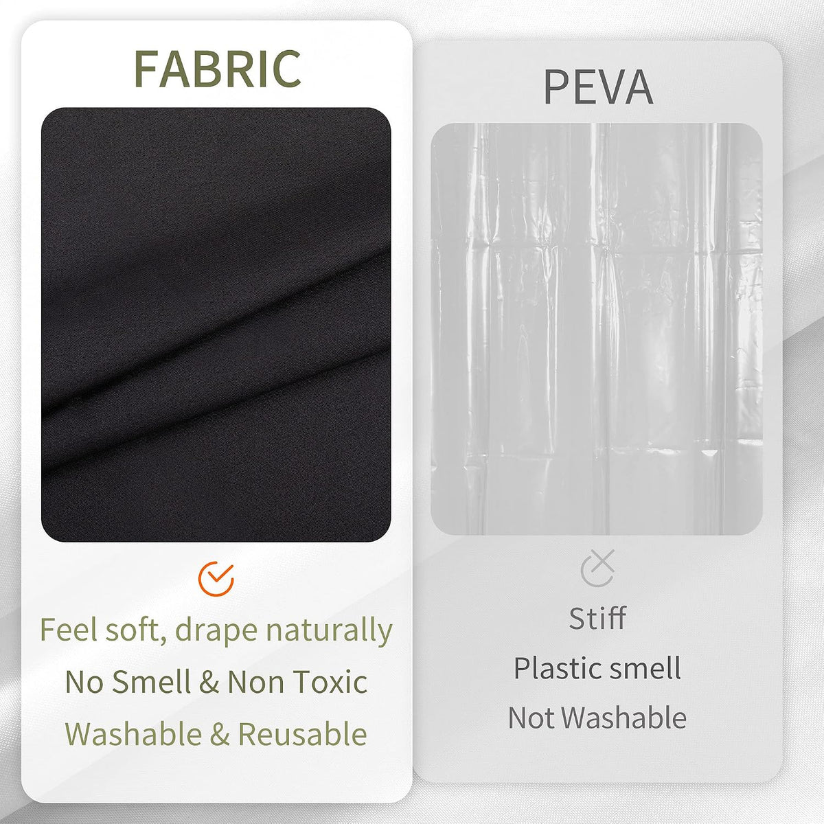 ALYVIA SPRING Waterproof Fabric Shower Curtain or Liner Black, 72x72