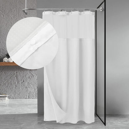 N&Y HOME Waffle Weave Shower Curtain with Snap-in Liner Set White, 71x72