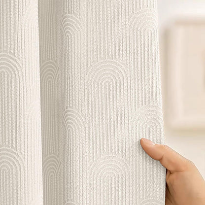Beige Boho Cotton Shower Curtain Arch,72" W x 72" L