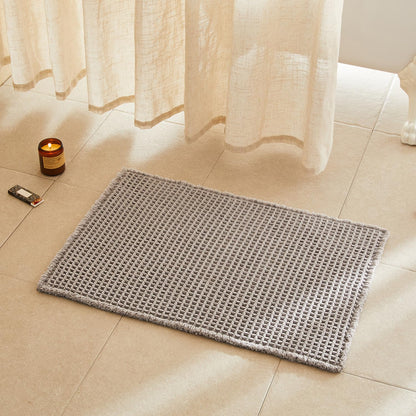 TYUU Waffle Bath Mat, Boho Bathroom Rugs Non Slip Washable, 30x20 Khaki
