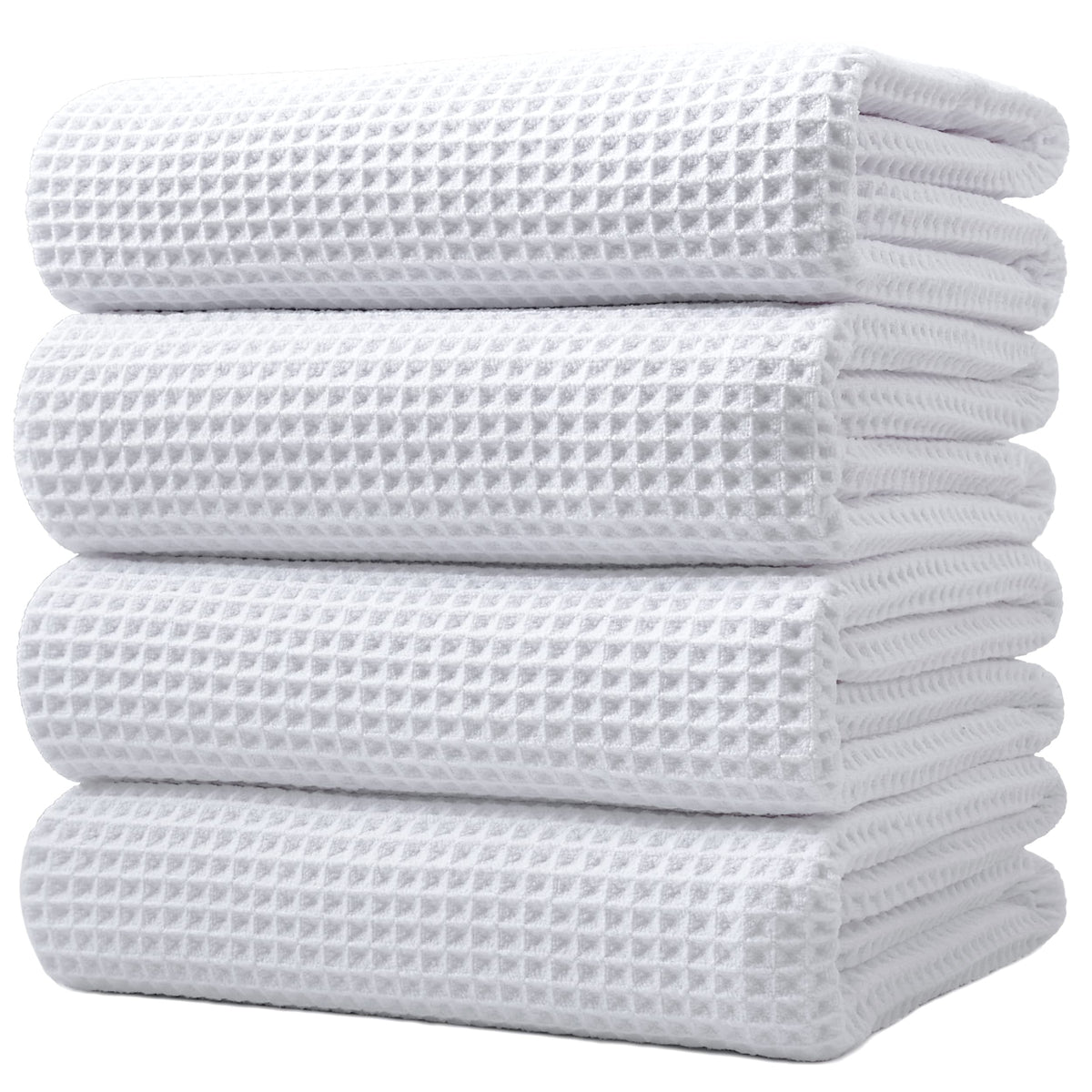 POLYTE 430 GSM Poly Blend Microfiber Quick Dry Waffle Bath Towel, 30x60 in