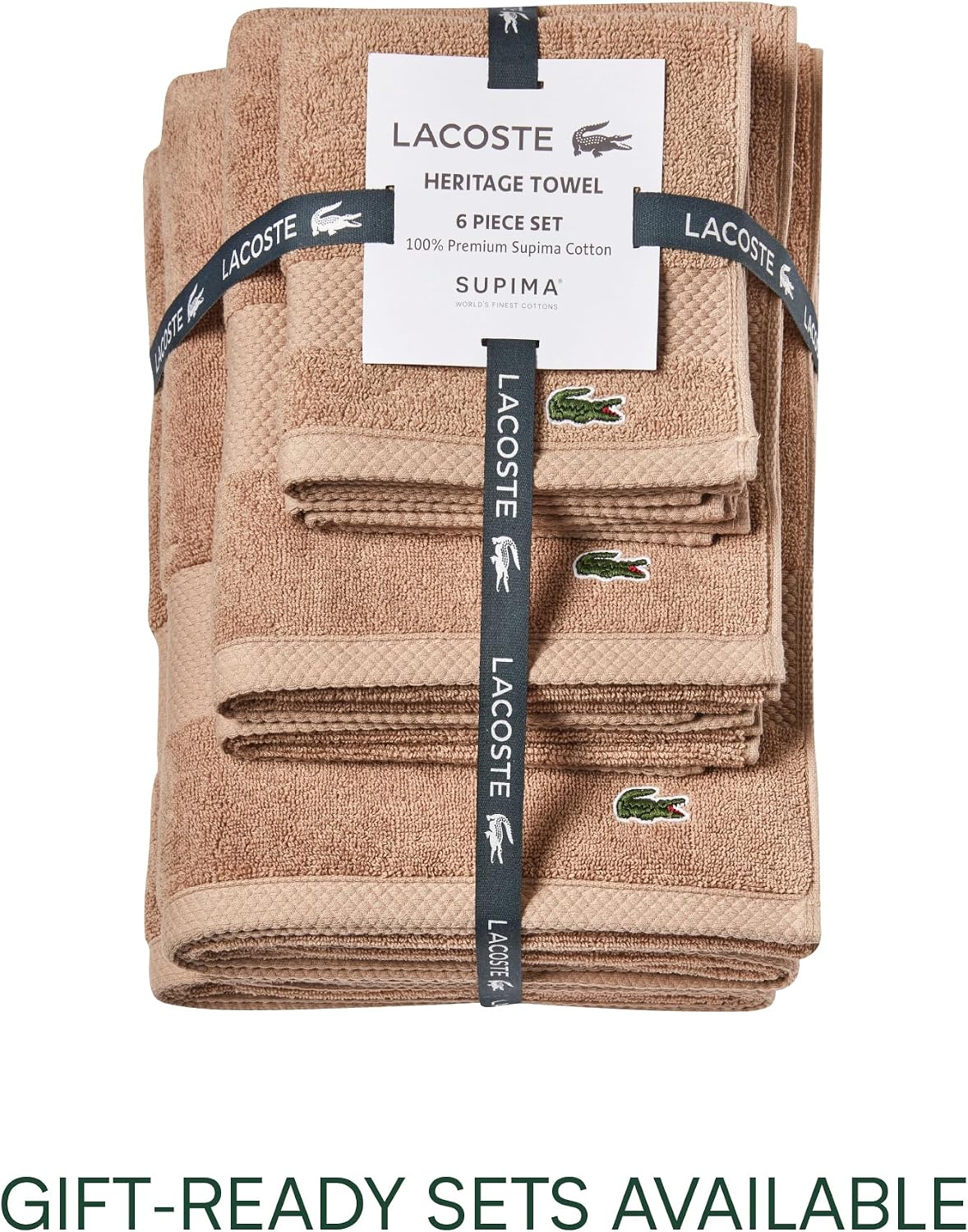 Lacoste Heritage 100% Supima Cotton Bath Towel 30" x 54", Sand