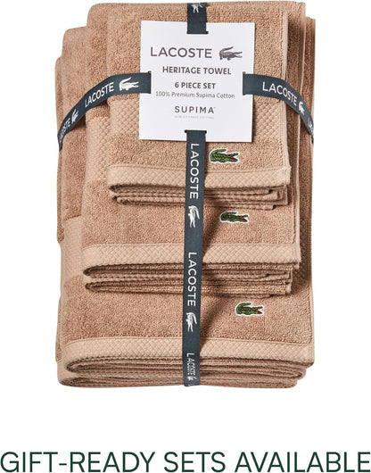 Lacoste Heritage 100% Supima Cotton Bath Towel 30" x 54", Sand