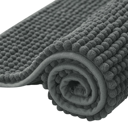 SUBRTEX Bathroom Rugs Chenille Bath Rug Soft Short Plush Bath Mat Soft Shower Mat Water Absorbent Shower Mat Quick Dry Machine Washable(White,18" x 24")