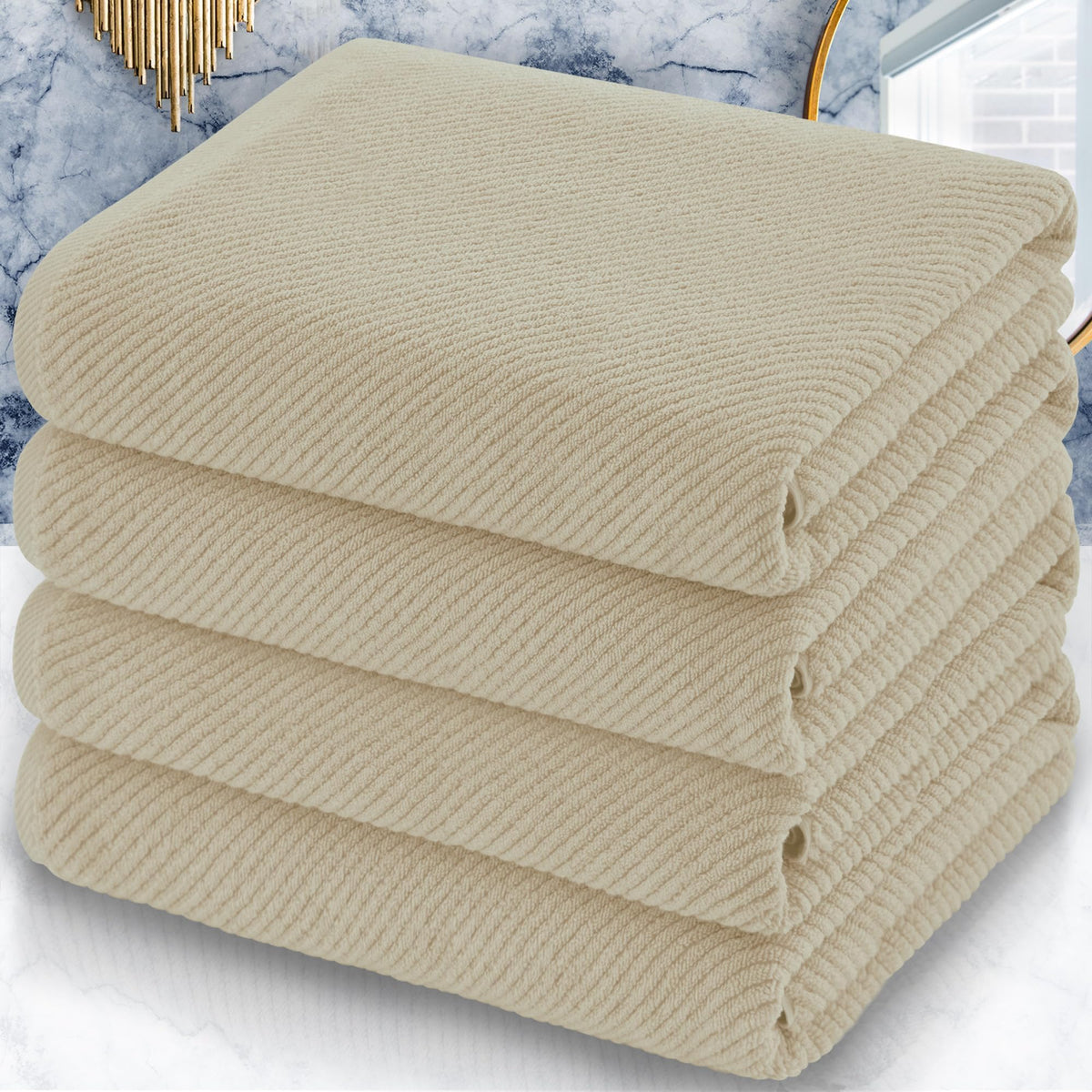 VOOVA & MOVAS 6PC Towel Set, 100% Cotton, Aqua Teal