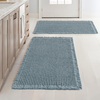 MIULEE Set of 2 Waffle Bathroom Rugs Boho Bath Mat Brown 18x30 Inch