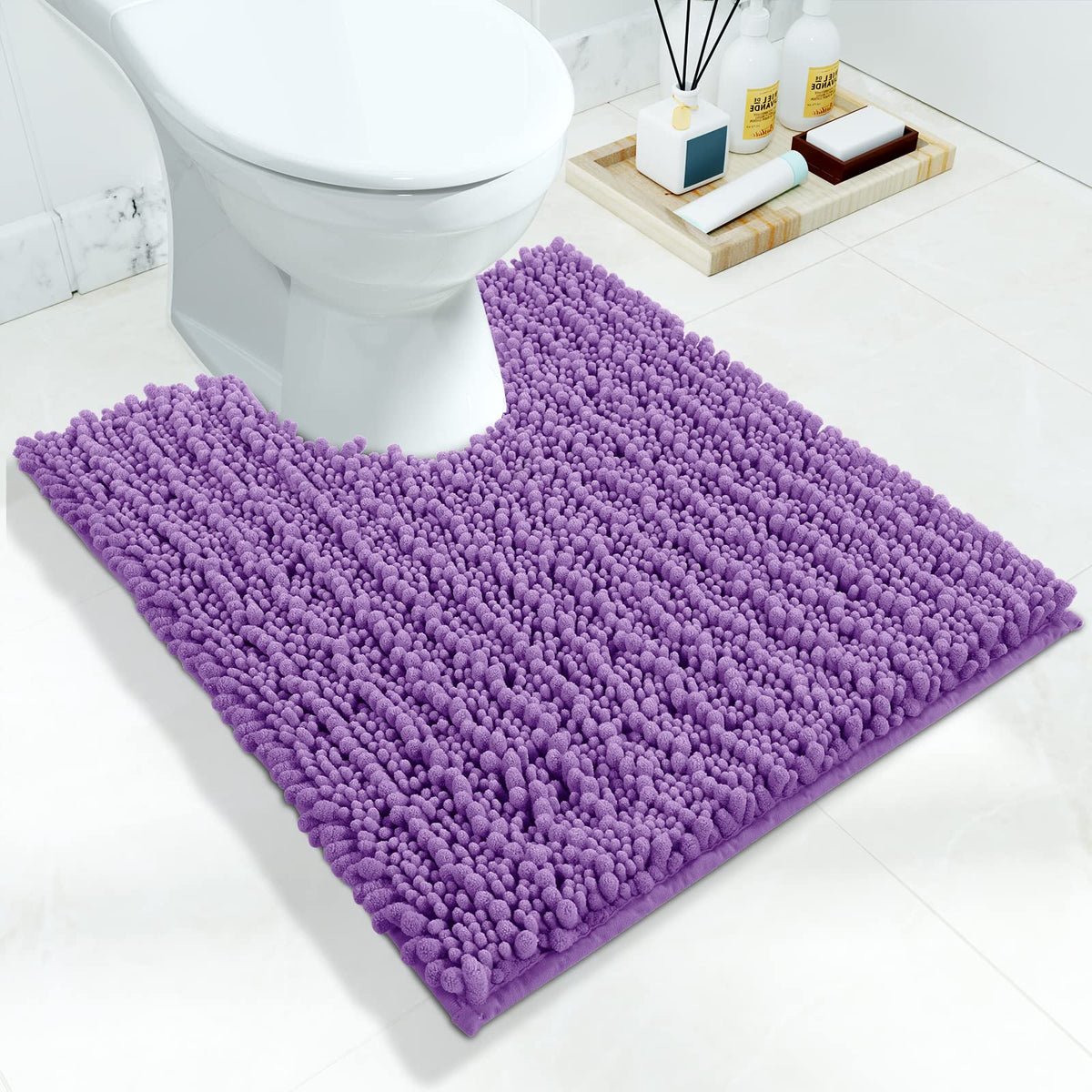 Yimobra Bathroom Rugs Non-Slip Washable – Extra Soft & Absorbent Chenille Bath Mat, Quick-Dry Plush Shaggy Floor & Vanity Bath Rugs for Tub & Shower, Modern Home Decor Accessories, 24 x 17, Grey