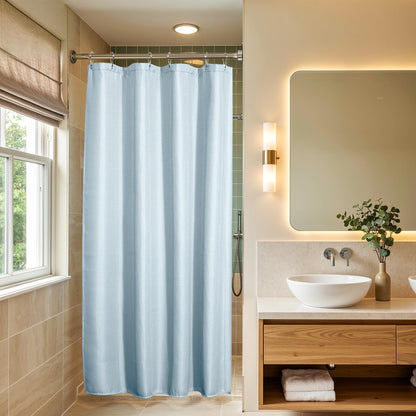 AmazerBath White Shower Curtain Fabric, Waffle Shower Curtains for Bathroom, Cloth Shower Curtain Heavy Duty, Thick Bathroom Shower Curtains Hotel Quality, Premium Polyester, 72x72 Inches