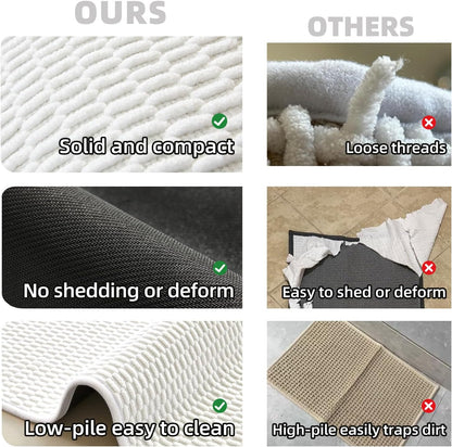 TYUU Bathroom Rugs Non Slip Washable, Super Absorbent Thin Bath Mat Small Quick Dry Low Pile Bathroom Rug, White 16"x24" / 1'4" x 2'
