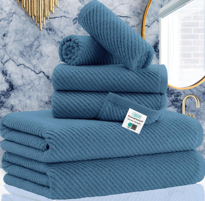 VOOVA & MOVAS 6PC Towel Set, 100% Cotton, Aqua Teal