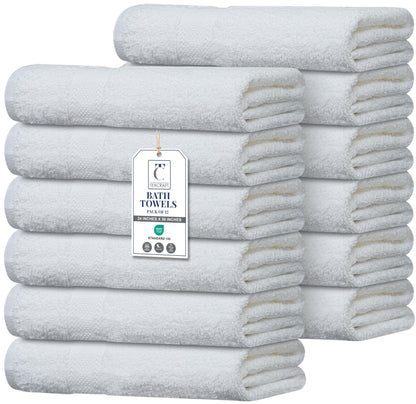 Large Bath Towels Set of 6 – 100% Cotton Terry – 24" x 50" – Quick Dry, Soft & Highly Absorbent – Grey Towels for Bathroom, Gym, Spa, Pool & Daily Use