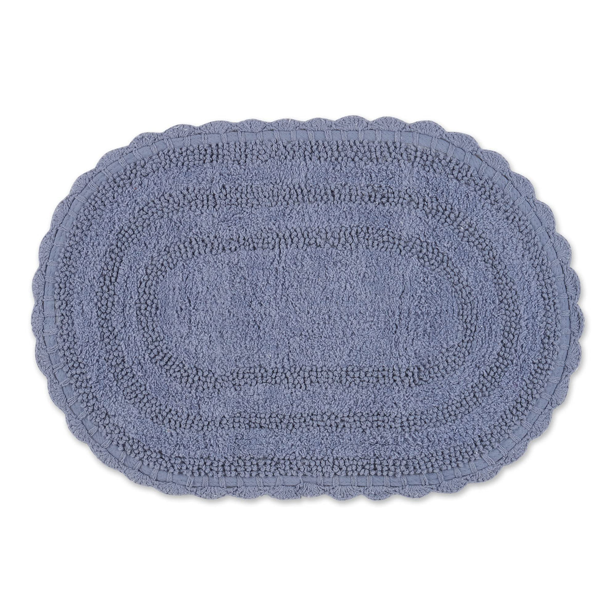 DII Crochet Collection Reversible Bath Mat, Small Oval, 17x24, White