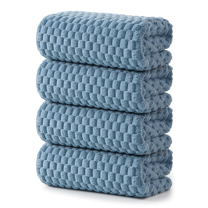 REDKISS Microfiber Bath Towels of 4-27x55 Inches Bath Towel Large, Highly Absorbent Towels for Bathroom, Quick Drying, Super Soft, Lint Free Fluffy Shower Towel for Gym, SPA, Gray, Blue