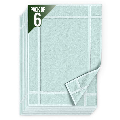 Pearl Linens 6 Pack Cotton Bath Mats for Bathroom, 20" X 30", White