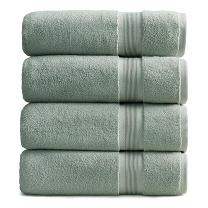 Springtree Home Luxury Bamboo Rayon Plush Bath Towel Set | 4-Pack | White