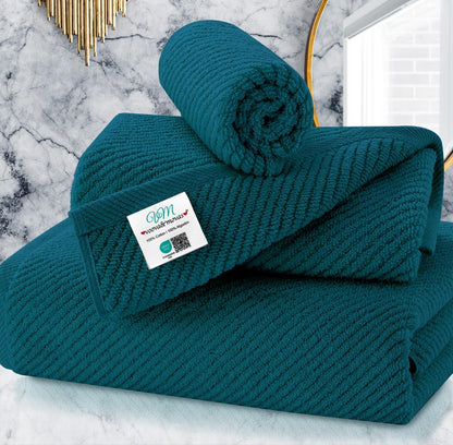 VOOVA & MOVAS 6PC Towel Set, 100% Cotton, Aqua Teal