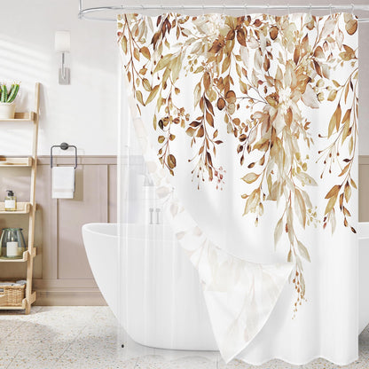 Gibelle 3 in 1 Shower Curtain Set, Grey Eucalyptus Curtain 72x72