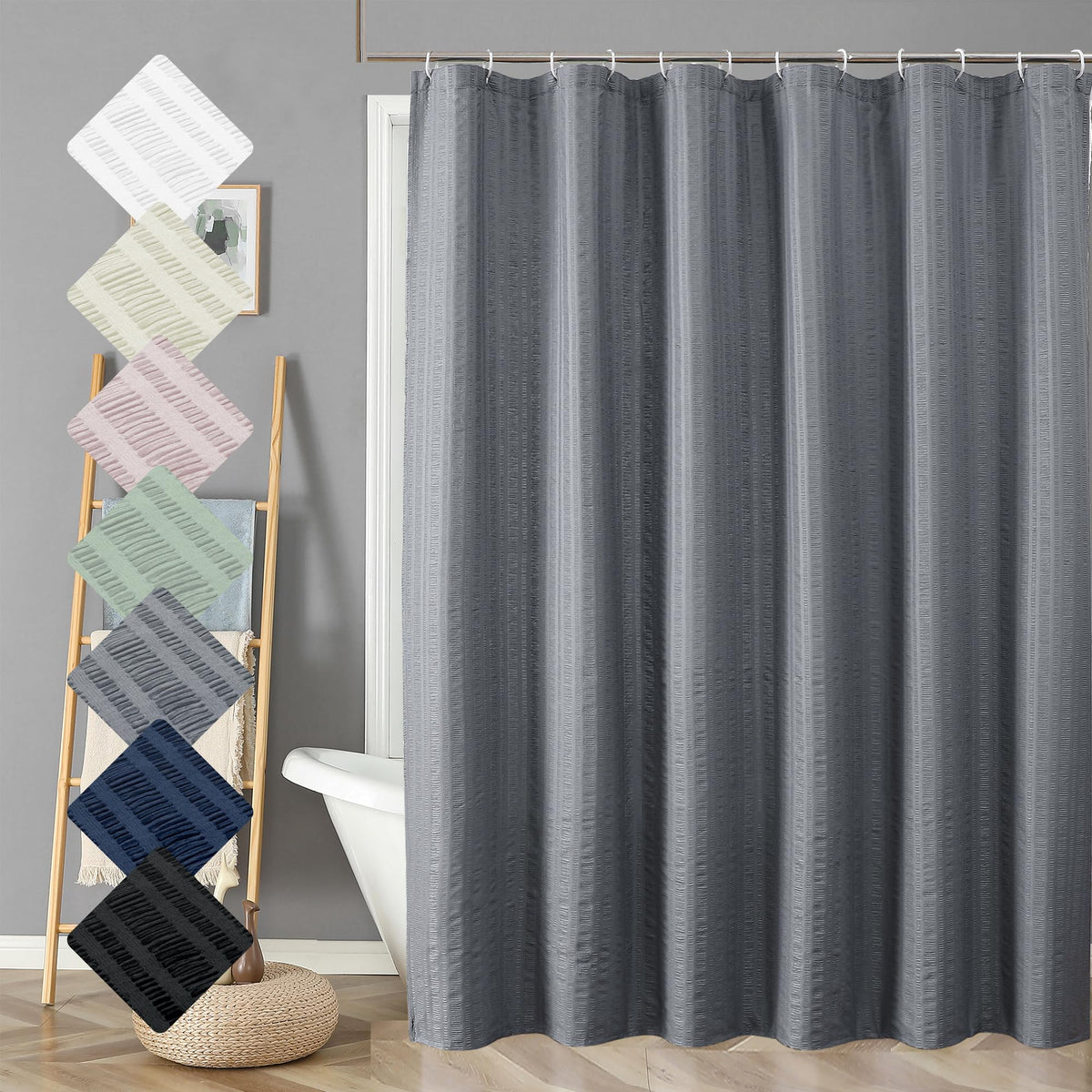 Aiyufeng Moga Sage Green Shower Curtain - 3D Embossed Textured Shower Curtains for Bathroom, Luxury Polyester Cloth Bath Curtain, 72Wx72H, Green
