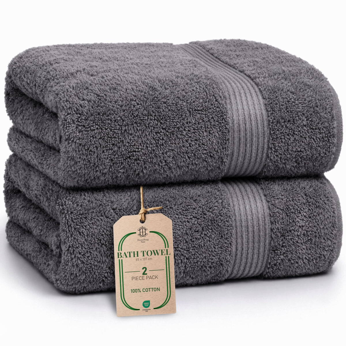 Luxe 2-Piece Bath Towel Set – Large Soft Cotton Towels, Absorbent, Durable & Skin-Friendly, Machine Washable, 27 x 54 in (Sand)
