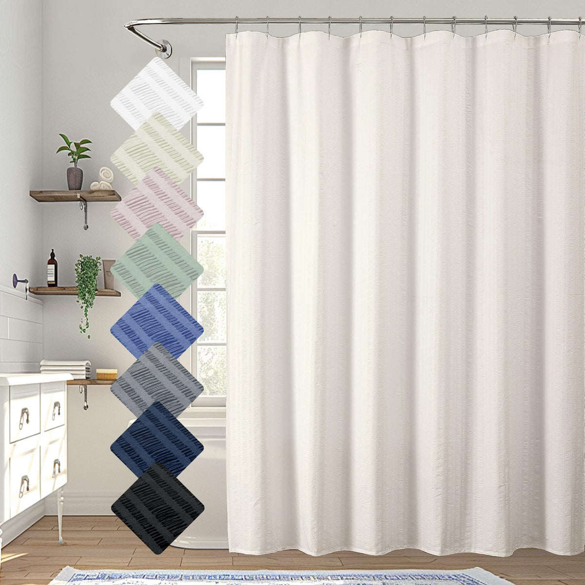 Aiyufeng Moga Sage Green Shower Curtain - 3D Embossed Textured Shower Curtains for Bathroom, Luxury Polyester Cloth Bath Curtain, 72Wx72H, Green