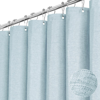 BTTN Beige Linen Textured Waterproof Cloth Shower Curtain Set, 72x72, Cream
