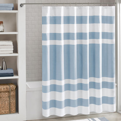 Madison Park Spa Waffle Shower Curtain for Bathroom, 72 x 72, Grey