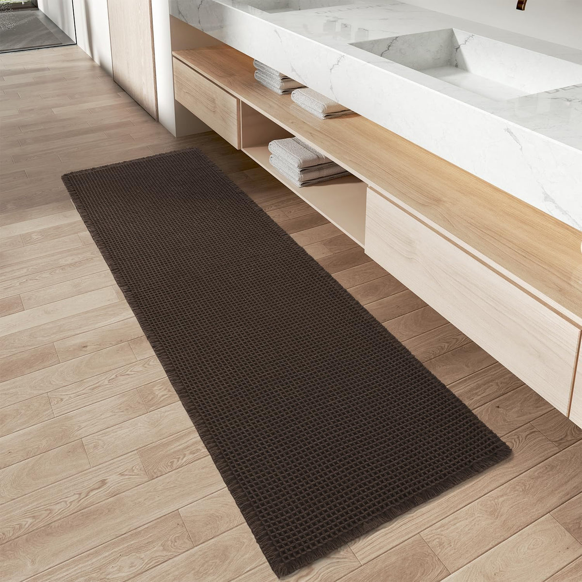 Upgraded Waffle Bath Mat Ultra Absorbent Non Slip Bathroom Mat, 17" x 24"