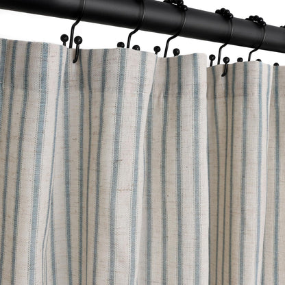 Farmhouse Striped Shower Curtain - 72x72 Inches, Linen Blend Fabric, Breathable & Machine Washable, Rustic Rust for Bathroom Decor (Hooks/Liner Not Included)