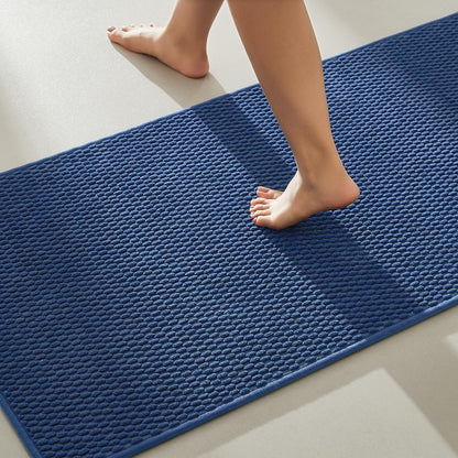 TYUU Bathroom Rugs Non Slip Washable, Super Absorbent Thin Bath Mat Small Quick Dry Low Pile Bathroom Rug, White 16"x24" / 1'4" x 2'