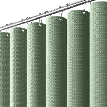 Dynamene Waffle Shower Curtain 256 GSM Heavy Duty Fabric 72"x72" Sage Green