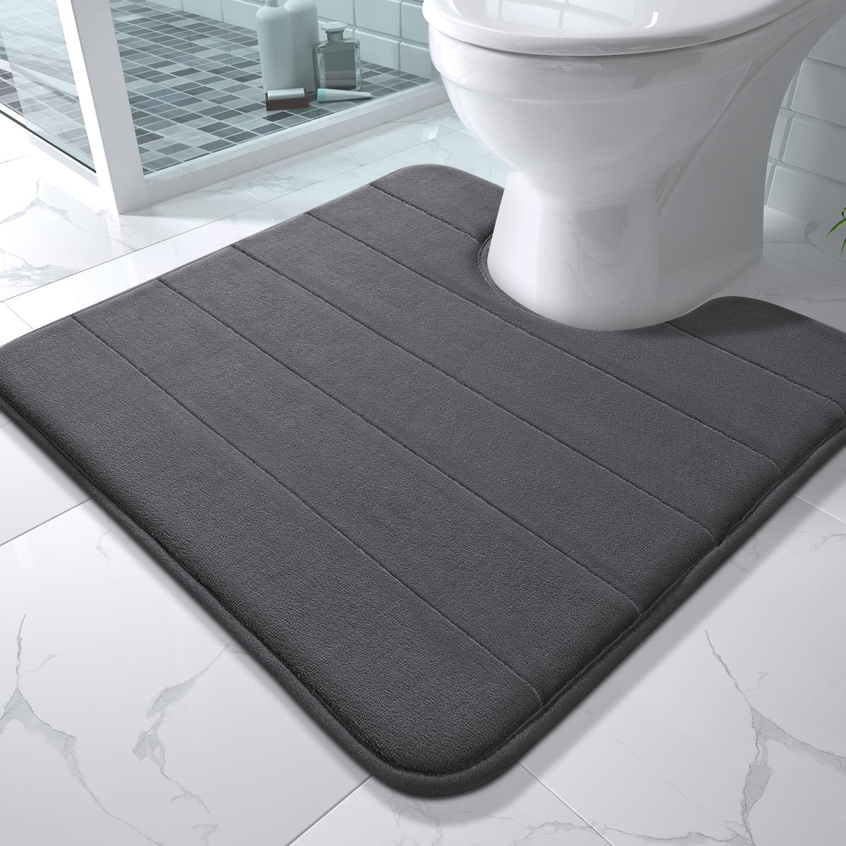 Yimobra Memory Foam Bath Mat, Super Soft & Absorbent Bathroom Rug, Grey
