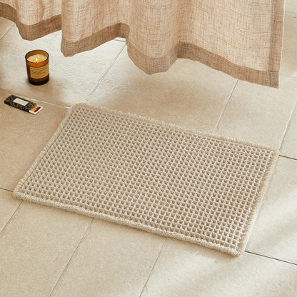 TYUU Waffle Bath Mat, Boho Bathroom Rugs Non Slip Washable, 30x20 Khaki