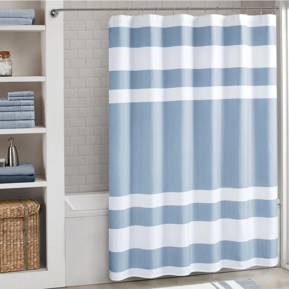 Madison Park Spa Waffle Shower Curtain for Bathroom, 72 x 72, Grey