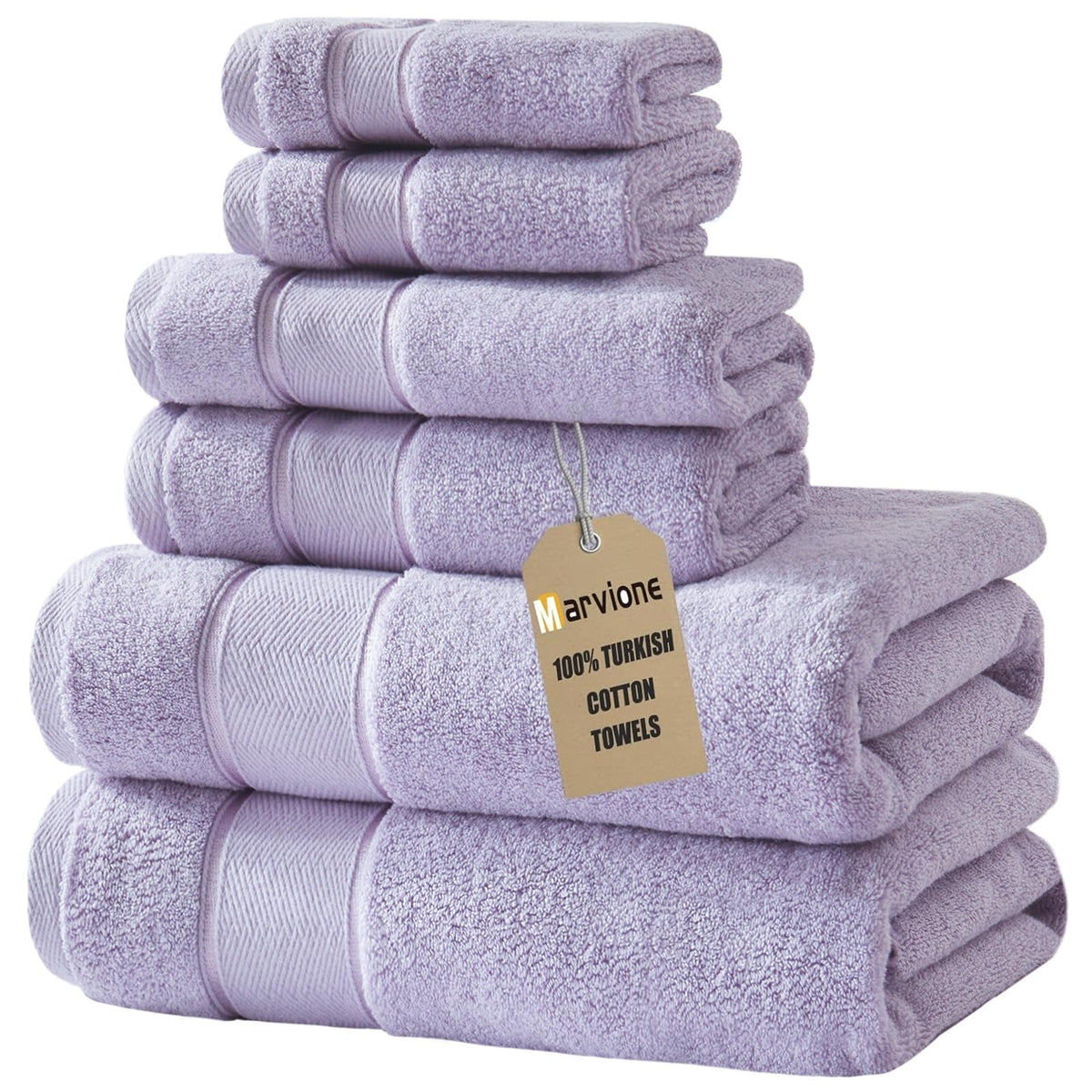 Marvione Bath Towels Set 6 Piece, 100% Turkish Cotton Luxury Towels