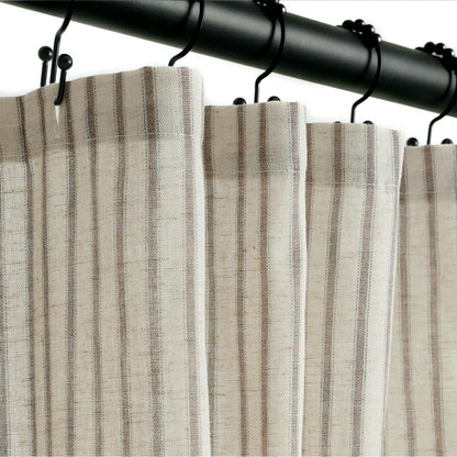 Farmhouse Striped Shower Curtain - 72x72 Inches, Linen Blend Fabric, Breathable & Machine Washable, Rustic Rust for Bathroom Decor (Hooks/Liner Not Included)
