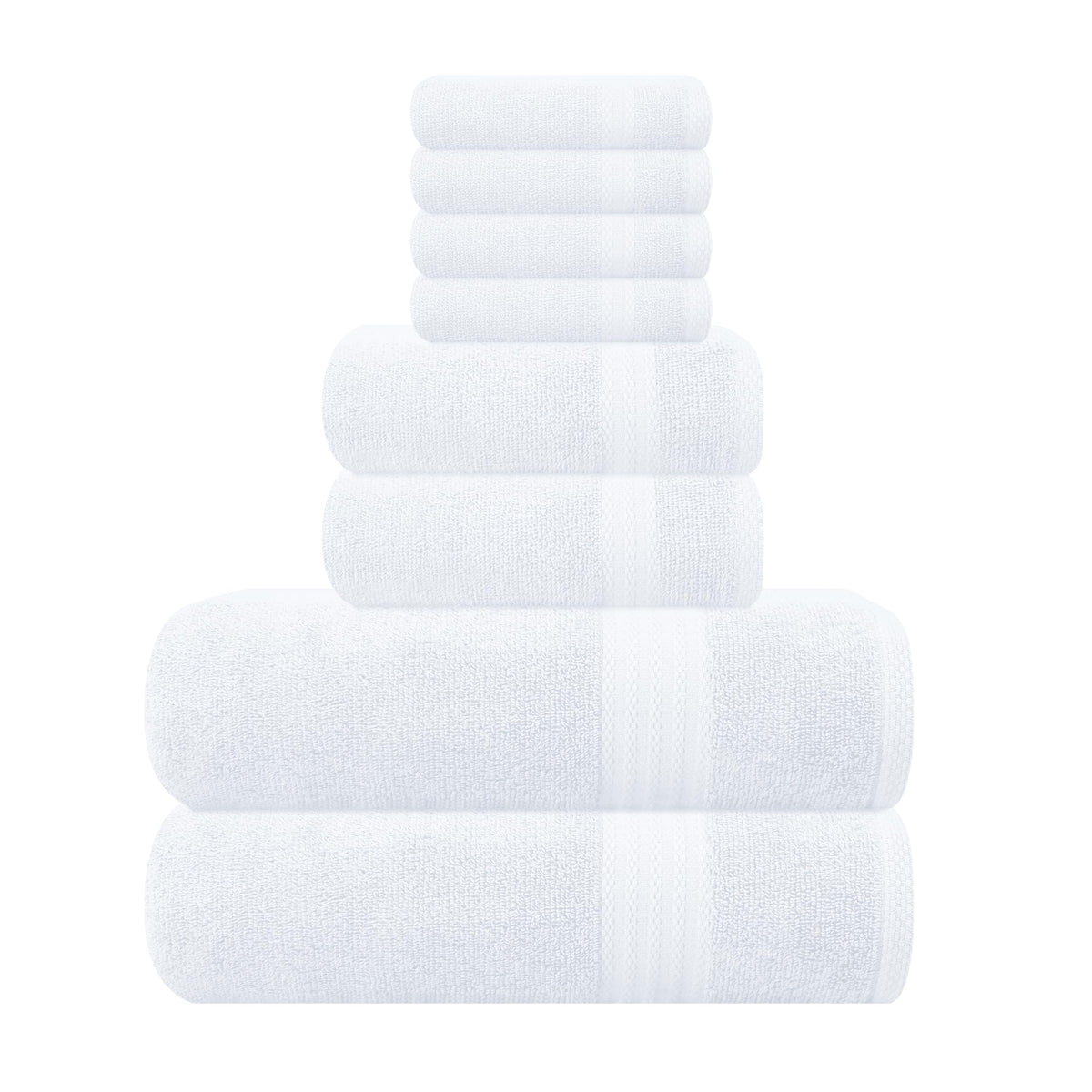 GLAMBURG Ultra Soft 8-Piece Towel Set - 100% Pure Ringspun Cotton, Contains 2 Oversized Bath Towels 27x54, 2 Hand Towels 16x28, 4 Wash Cloths 13x13 - Ideal for Everyday use, Hotel & Spa - Pink